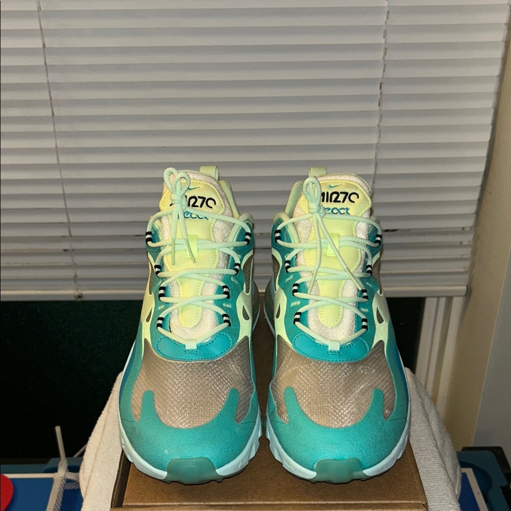 Nike Air Max 270 React Aqua and Beige Shoes